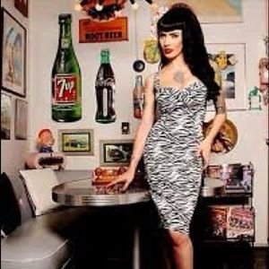 Deadly Dames Zebra Stripe Vamp Dress